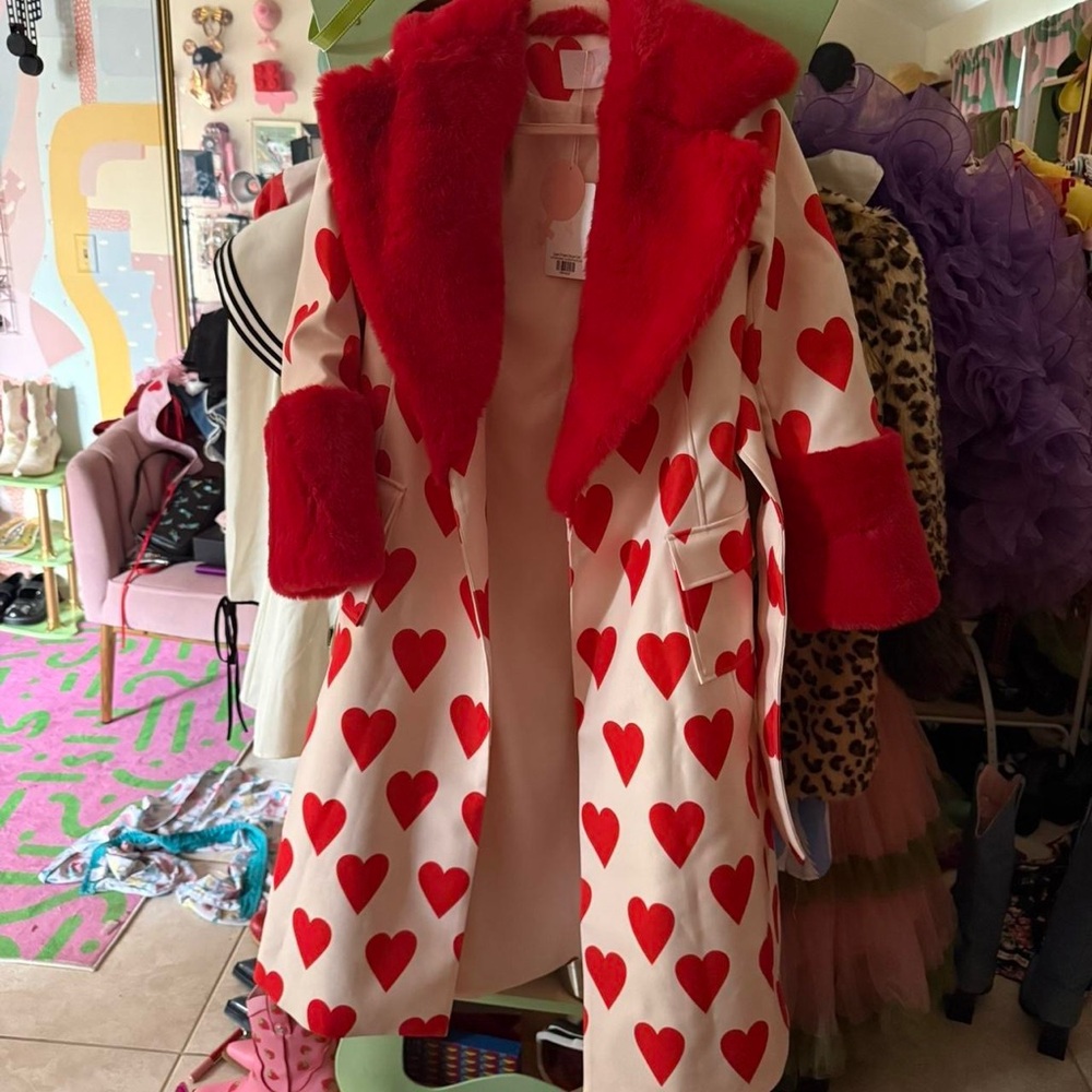 Selkie Queen of Hearts red coat Size xxs fits more like a small! . New with tags